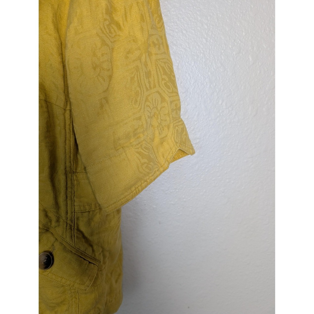 Coldwater Creek Jacket Womens 10 Yellow Linen Floral Pockets Short Sleeve - Picture 2 of 8